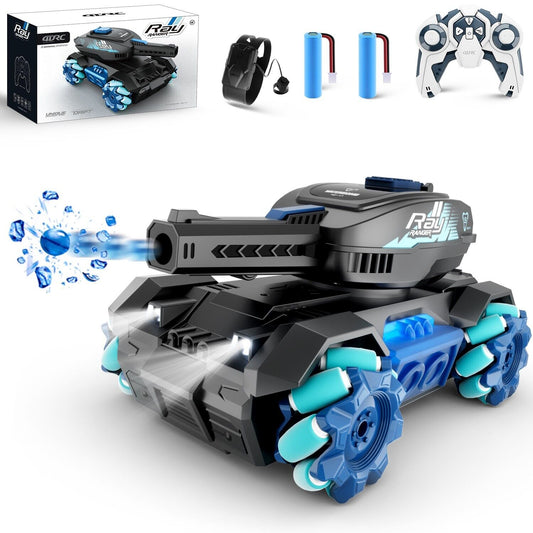 Sgt Motards RC Tank Toy – 2.4G Gesture Control Water Bomb Tank, 4WD Stunt Car with 360° Rotation, Lights & Music, for Kids 6+