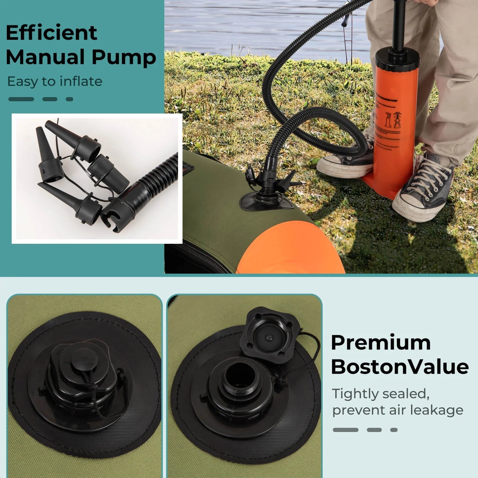 Inflatable Fishing Float Tube Portable Fishing Boat with 3 Detachable Storage Boxes Green