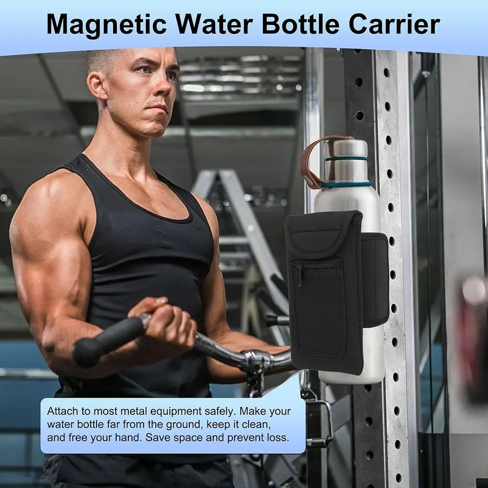 AquaMate Magnetic Water Bottle Holder – Universal Fit with Strong Built-In Magnet for Secure Attachment to Metal Surfaces, Gym, Outdoor, & Travel