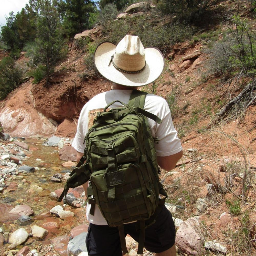 Exos Bravo 34L Military Tactical Backpack – Waterproof Heavy-Duty MOLLE Rucksack, Olive Drab – Hydration & Laptop Compatible for Hiking, Camping, Running, Cycling