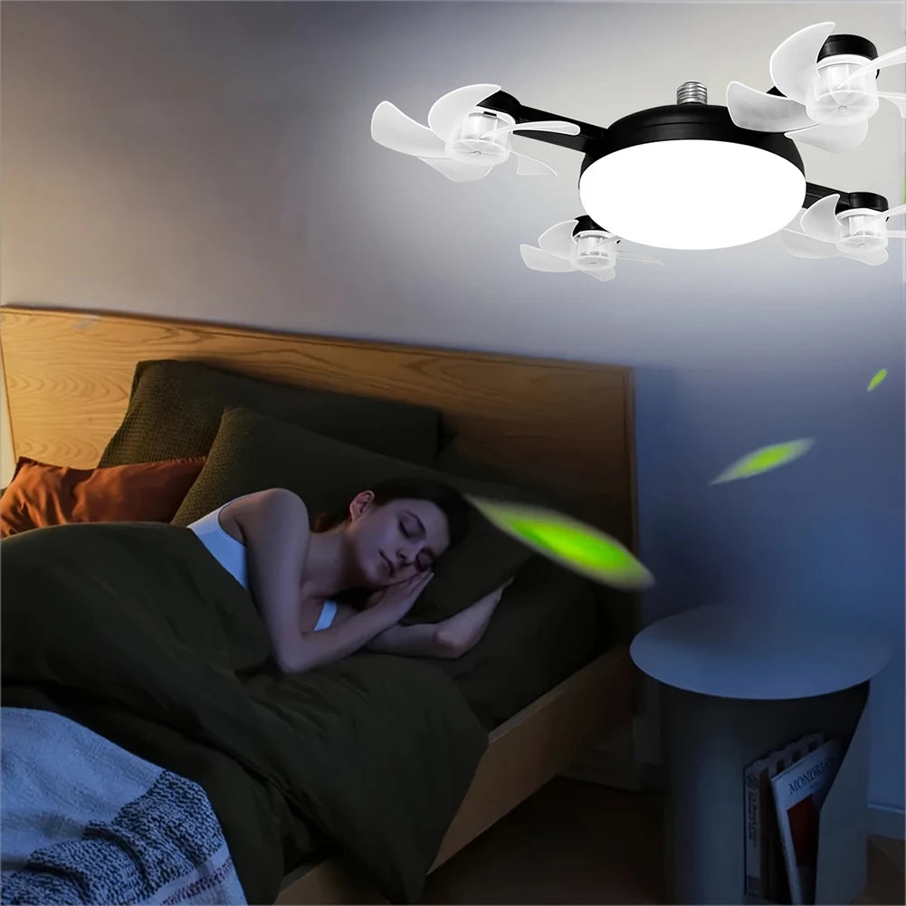 Sgt Motards 2-in-1 Cordless Hanging Fan with LED Lantern – Silent 3-Speed Drone Ceiling Fan, Rechargeable, for Camping, Bedroom, Dining Room, Living Room