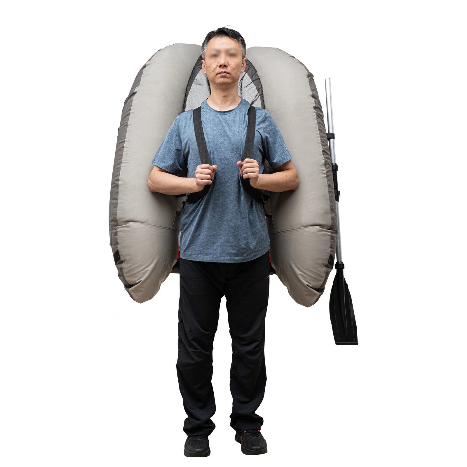 Sgt Motards 5.5ft Portable Inflatable Fishing Boat Raft – 286lb Capacity, Adjustable Backrest (90-180°), Hand Air Pump, Fishing Ruler, for Lakes & Rivers