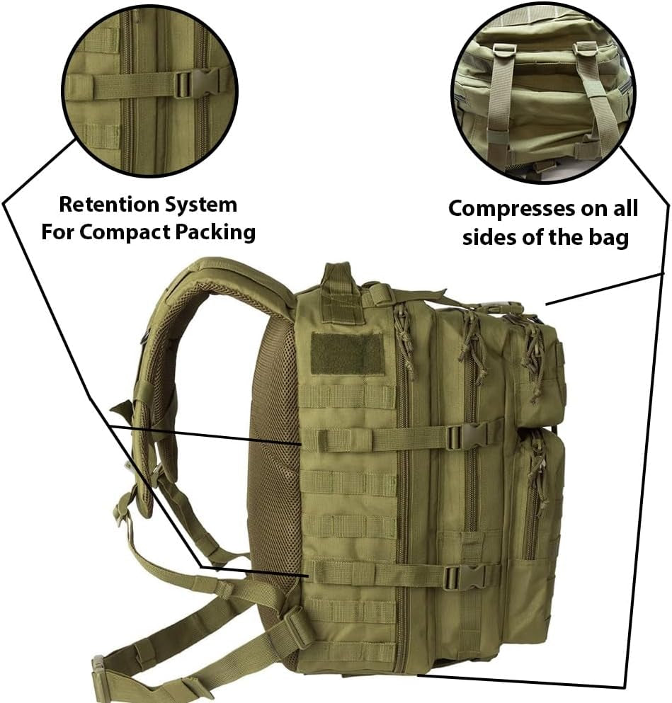 Exos Bravo 34L Military Tactical Backpack – Waterproof Heavy-Duty MOLLE Rucksack, Olive Drab – Hydration & Laptop Compatible for Hiking, Camping, Running, Cycling