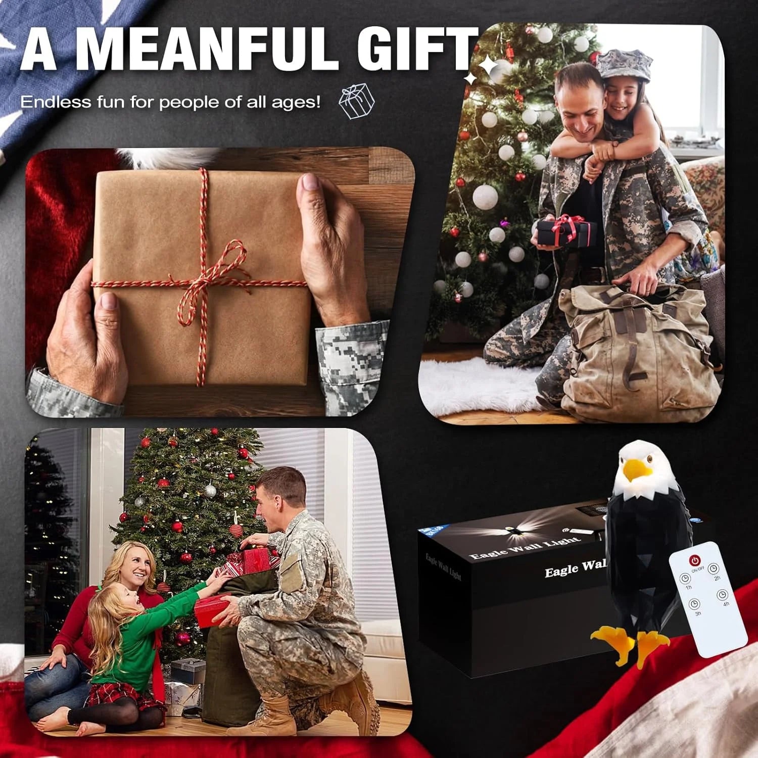 Sgt Motards Bald Eagle LED Wall Light – Remote Control, Magnetic Mount, Rechargeable 3D American Eagle Night Light for Bedroom, Living Room, Hallway