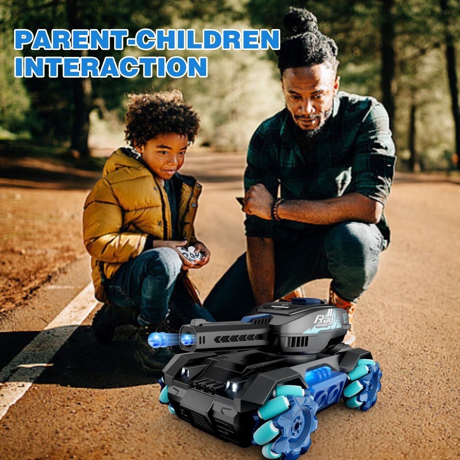 Sgt Motards RC Tank Toy – 2.4G Gesture Control Water Bomb Tank, 4WD Stunt Car with 360° Rotation, Lights & Music, for Kids 6+