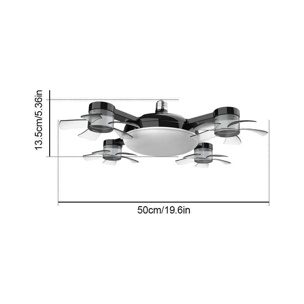Sgt Motards 2-in-1 Cordless Hanging Fan with LED Lantern – Silent 3-Speed Drone Ceiling Fan, Rechargeable, for Camping, Bedroom, Dining Room, Living Room