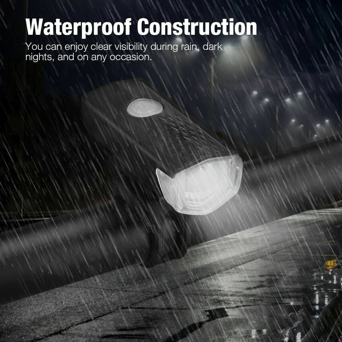 USB Rechargeable LED Bicycle Headlight and Taillight Set - Waterproof Front and Rear Bike Lights