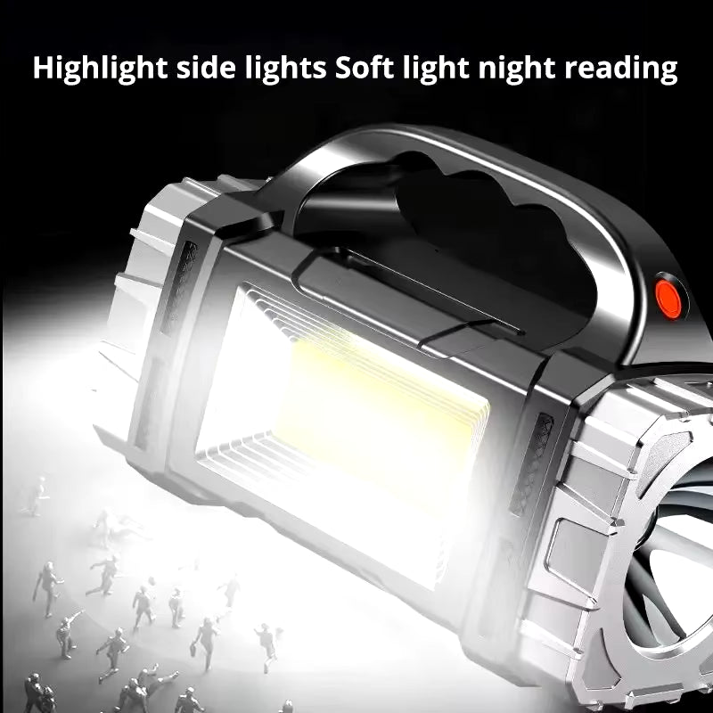 SolarWinds USB Rechargeable Portable Flashlight with Solar LED & COB Work Light, 4 Modes, Mobile Phone Charging, IP65 Waterproof, for Camping, Hiking, Emergency