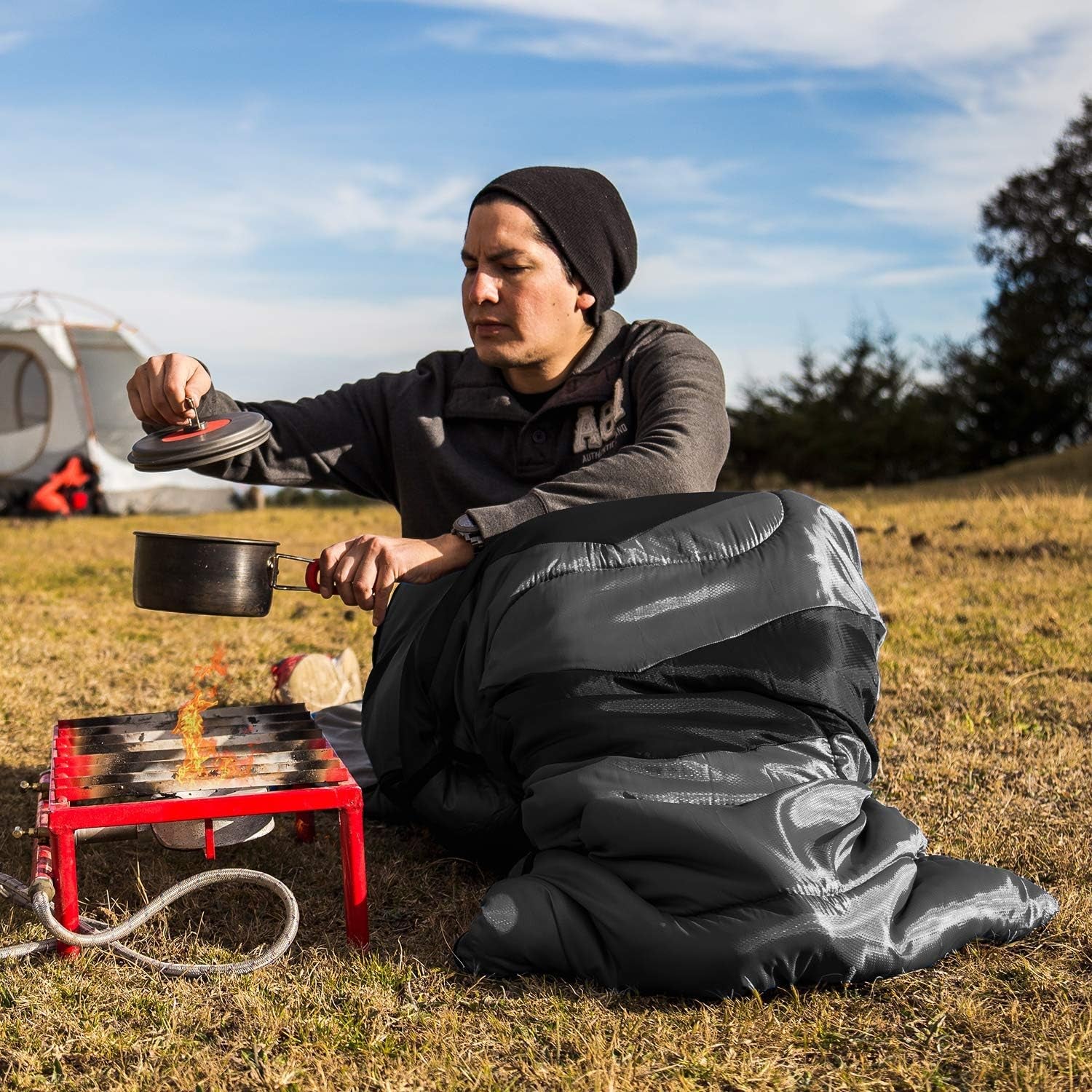 HiHiker 4-Season Camping Sleeping Bag with Travel Pillow & Compact Compression Sack – Lightweight, Warm, Washable for Adults & Kids, Ideal for Hiking & Traveling