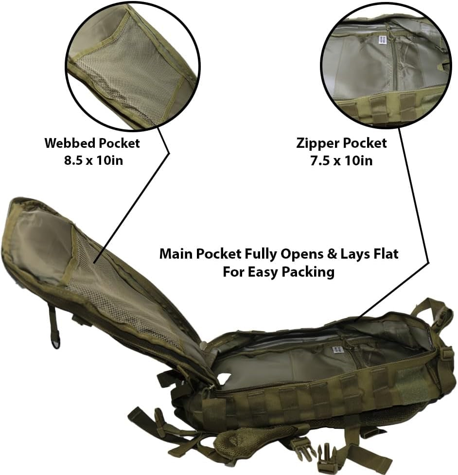 Exos Bravo 34L Military Tactical Backpack – Waterproof Heavy-Duty MOLLE Rucksack, Olive Drab – Hydration & Laptop Compatible for Hiking, Camping, Running, Cycling