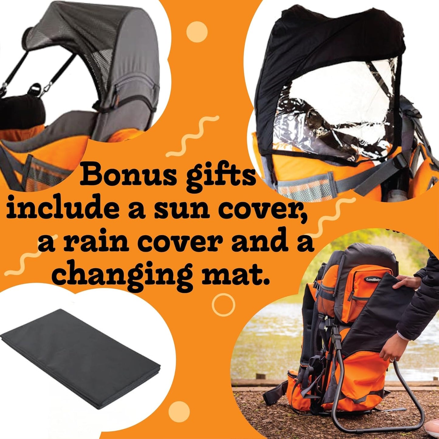 Hiking Baby Carrier Backpack, Comfortable Toddler/Baby Carrier with Diaper Pad, Insulated Pocket, Rain & Sun Hood, Fits Kids Up to 40 lbs