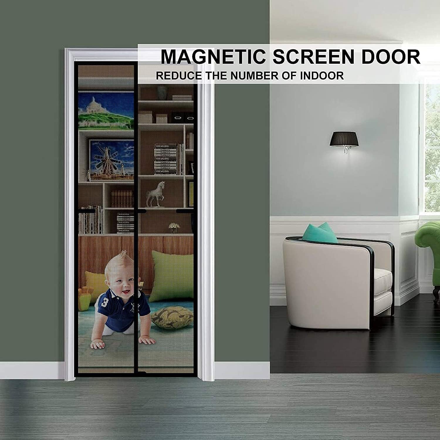 Magnetic Screen Door 40"x83" - Heavy Duty Self-Closing Mesh with Tight Magnetic Seal, Hands-Free, Pet & Kid Friendly, Fits Doors Up to 38"x82"