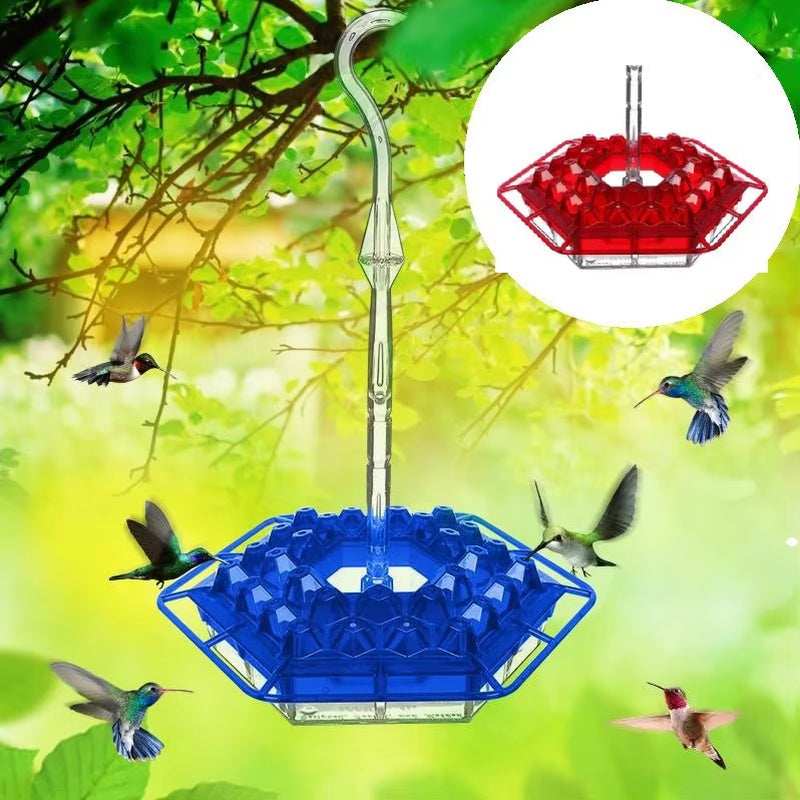 1pc Hexagonal Hanging Wild Bird Feeder with Hook, Hummingbird Feeder & Water Dispenser, Fits Gardens & Outdoor Spaces