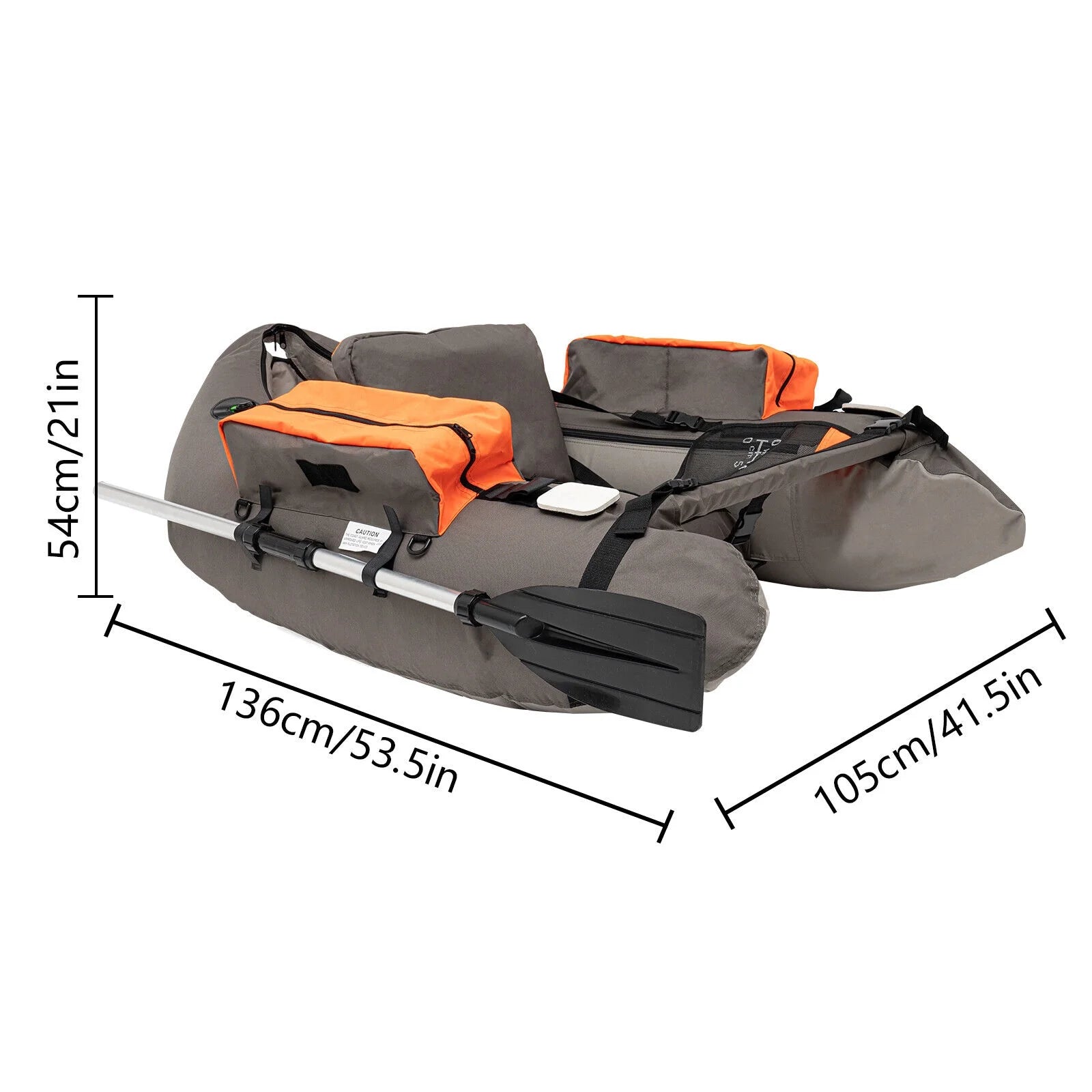 Sgt Motards 5.5ft Portable Inflatable Fishing Boat Raft – 286lb Capacity, Adjustable Backrest (90-180°), Hand Air Pump, Fishing Ruler, for Lakes & Rivers
