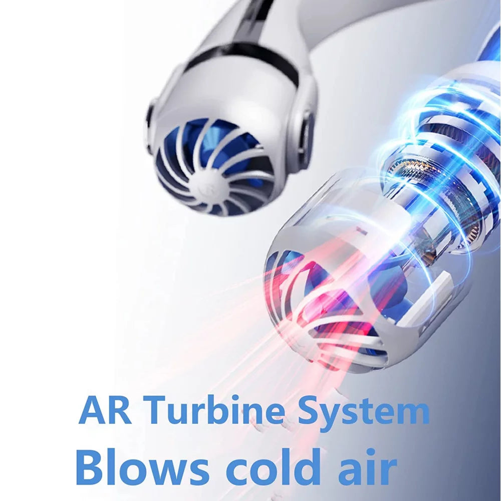 Portable Neck Fan, Hands-Free Bladeless Personal Fan, Rechargeable, White