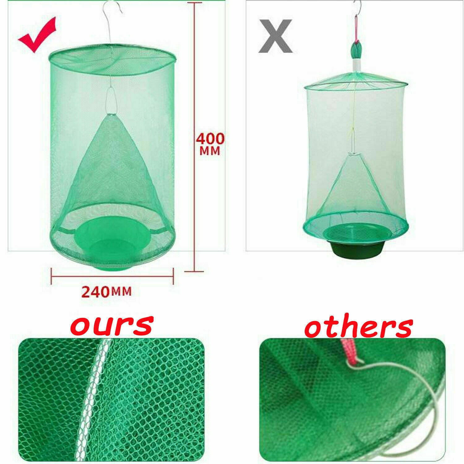 Sgt Motards Ranch Fly Trap Net – Reusable Outdoor Insect Cage, Non-Toxic Fly Control for Horses, Cows, Stables & Farms