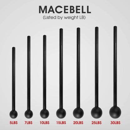 Steel Mace Bell for Strength Training, 5-30 lbs, Full-Body Workouts, Core, Shoulders, Grips & Forearms, Rehabilitation & Stretching, Black