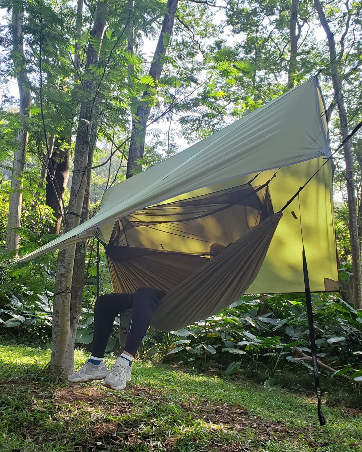 TrailBlaze 2-Person Camping Hammock with Mosquito Net – Portable Single & Double Hammock Tent, 600lbs Capacity, 2x10ft Straps for Hiking, Camping, Survival Travel