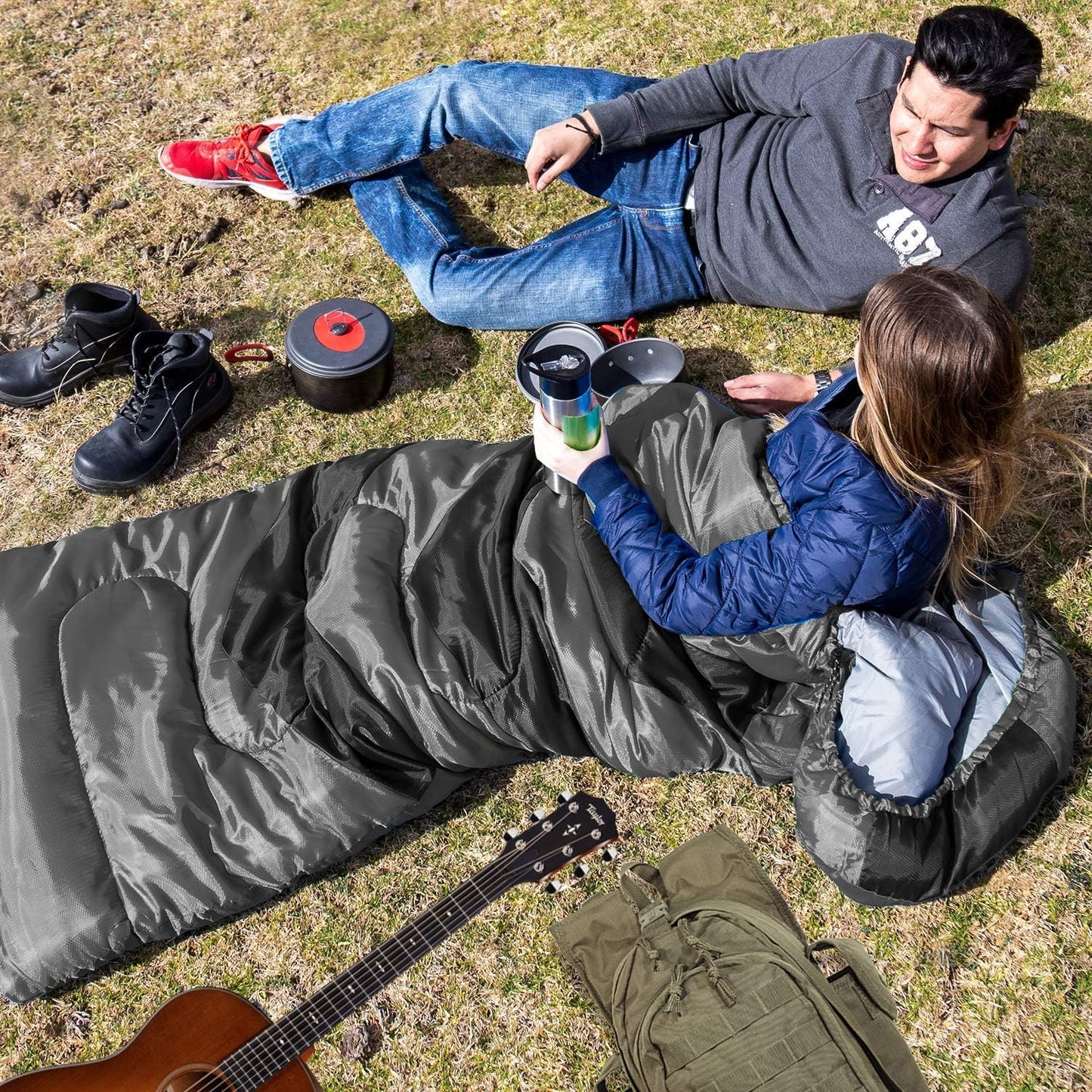 HiHiker 4-Season Camping Sleeping Bag with Travel Pillow & Compact Compression Sack – Lightweight, Warm, Washable for Adults & Kids, Ideal for Hiking & Traveling