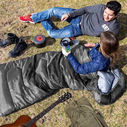 HiHiker 4-Season Camping Sleeping Bag with Travel Pillow & Compact Compression Sack – Lightweight, Warm, Washable for Adults & Kids, Ideal for Hiking & Traveling