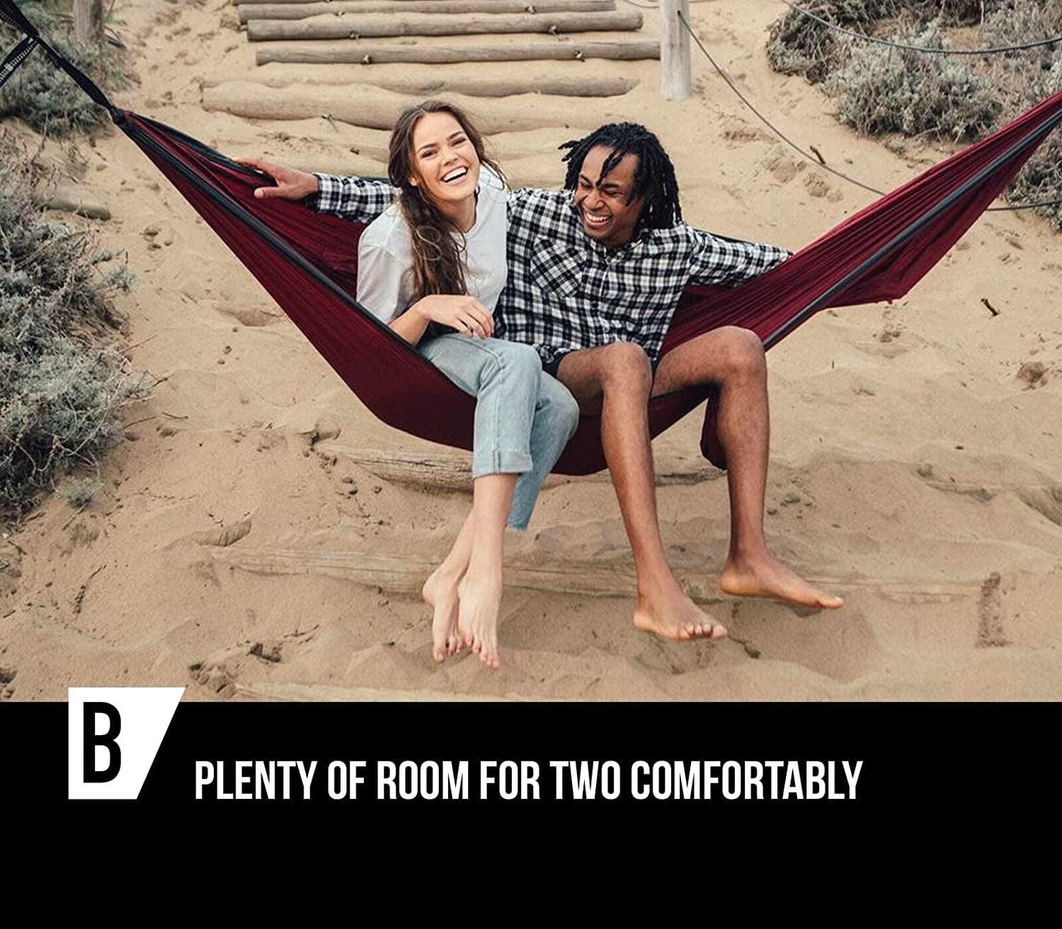 TrailBlaze Portable Double Hammock with Mosquito Net & 2x10ft Straps – 600lbs Capacity, Lightweight 2-Person Hammock Tent for Camping, Backpacking, Hiking