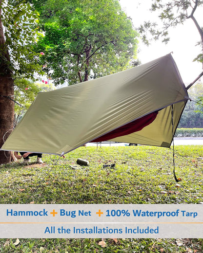 TrailBlaze 2-Person Camping Hammock with Mosquito Net – Portable Single & Double Hammock Tent, 600lbs Capacity, 2x10ft Straps for Hiking, Camping, Survival Travel