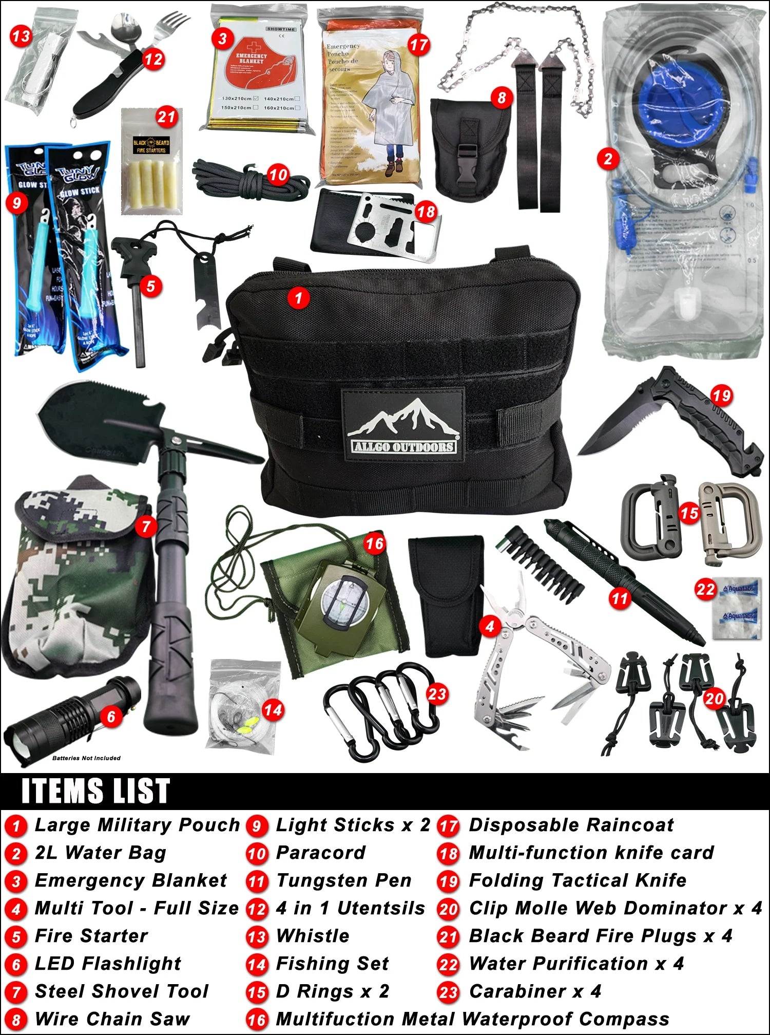 Ultimate Survival & Medical Kit 35L Bug Out Bag Backpack, Black – Pre-Packed Emergency Gear, Fits Most Adults