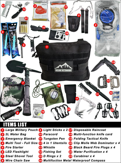 Ultimate Survival & Medical Kit 35L Bug Out Bag Backpack, Black – Pre-Packed Emergency Gear, Fits Most Adults