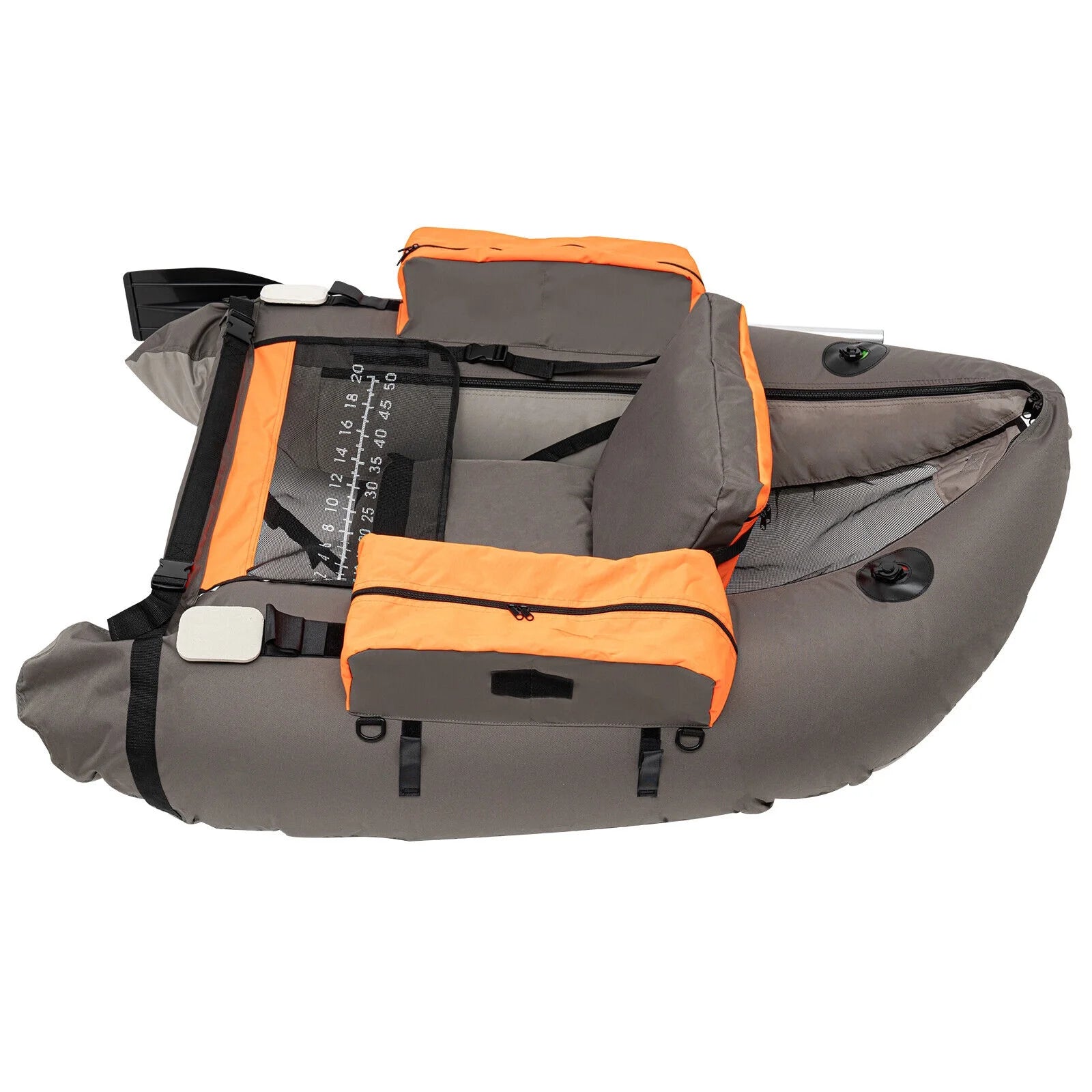 Sgt Motards 5.5ft Portable Inflatable Fishing Boat Raft – 286lb Capacity, Adjustable Backrest (90-180°), Hand Air Pump, Fishing Ruler, for Lakes & Rivers