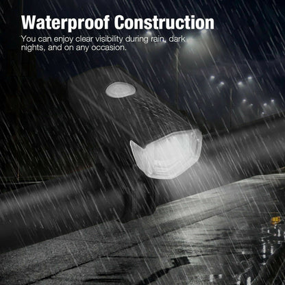 USB Rechargeable LED Bicycle Headlight and Taillight Set - Waterproof Front and Rear Bike Lights