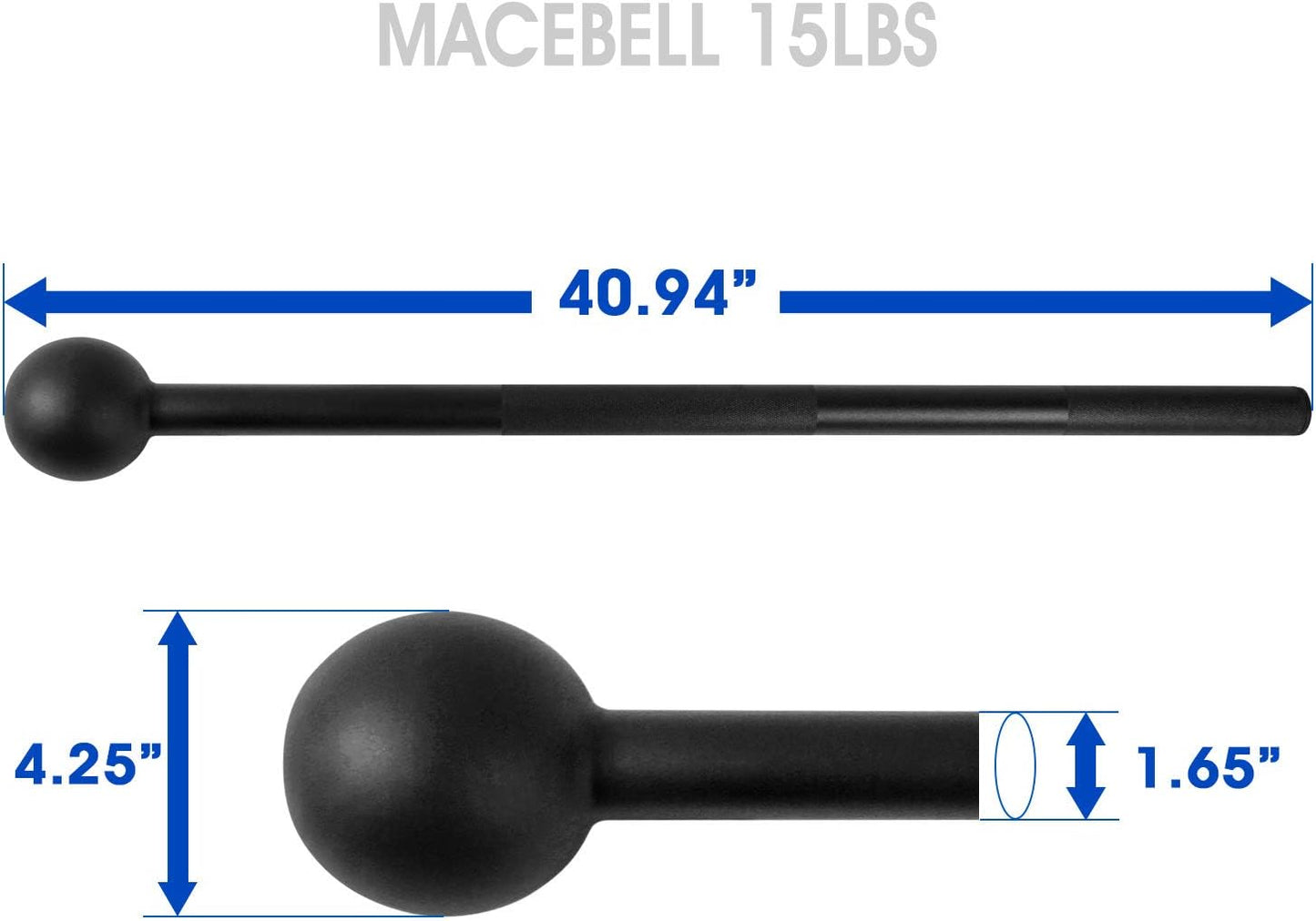 Steel Mace Bell for Strength Training, 5-30 lbs, Full-Body Workouts, Core, Shoulders, Grips & Forearms, Rehabilitation & Stretching, Black
