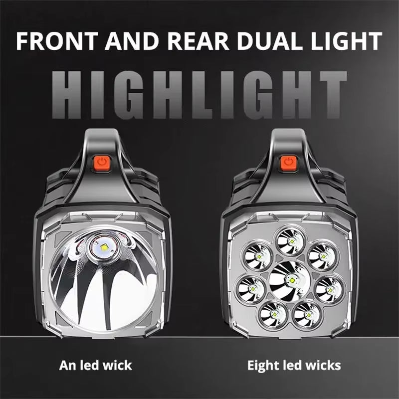 SolarWinds USB Rechargeable Portable Flashlight with Solar LED & COB Work Light, 4 Modes, Mobile Phone Charging, IP65 Waterproof, for Camping, Hiking, Emergency