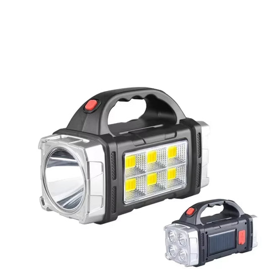 SolarWinds USB Rechargeable Portable Flashlight with Solar LED & COB Work Light, 4 Modes, Mobile Phone Charging, IP65 Waterproof, for Camping, Hiking, Emergency