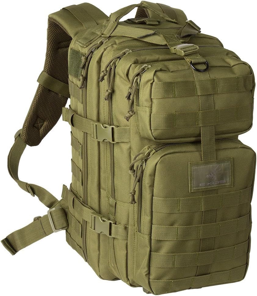 Exos Bravo 34L Military Tactical Backpack – Waterproof Heavy-Duty MOLLE Rucksack, Olive Drab – Hydration & Laptop Compatible for Hiking, Camping, Running, Cycling
