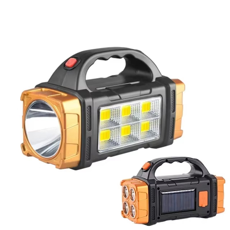 SolarWinds USB Rechargeable Portable Flashlight with Solar LED & COB Work Light, 4 Modes, Mobile Phone Charging, IP65 Waterproof, for Camping, Hiking, Emergency