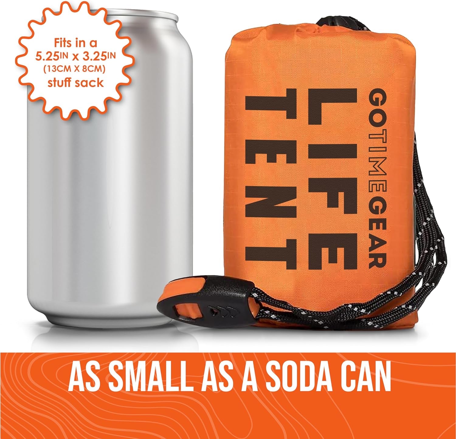 2-Person Mylar Emergency Survival Tent with Paracord and Whistle - All-Weather Shelter for Camping, Hiking, and Survival Kits