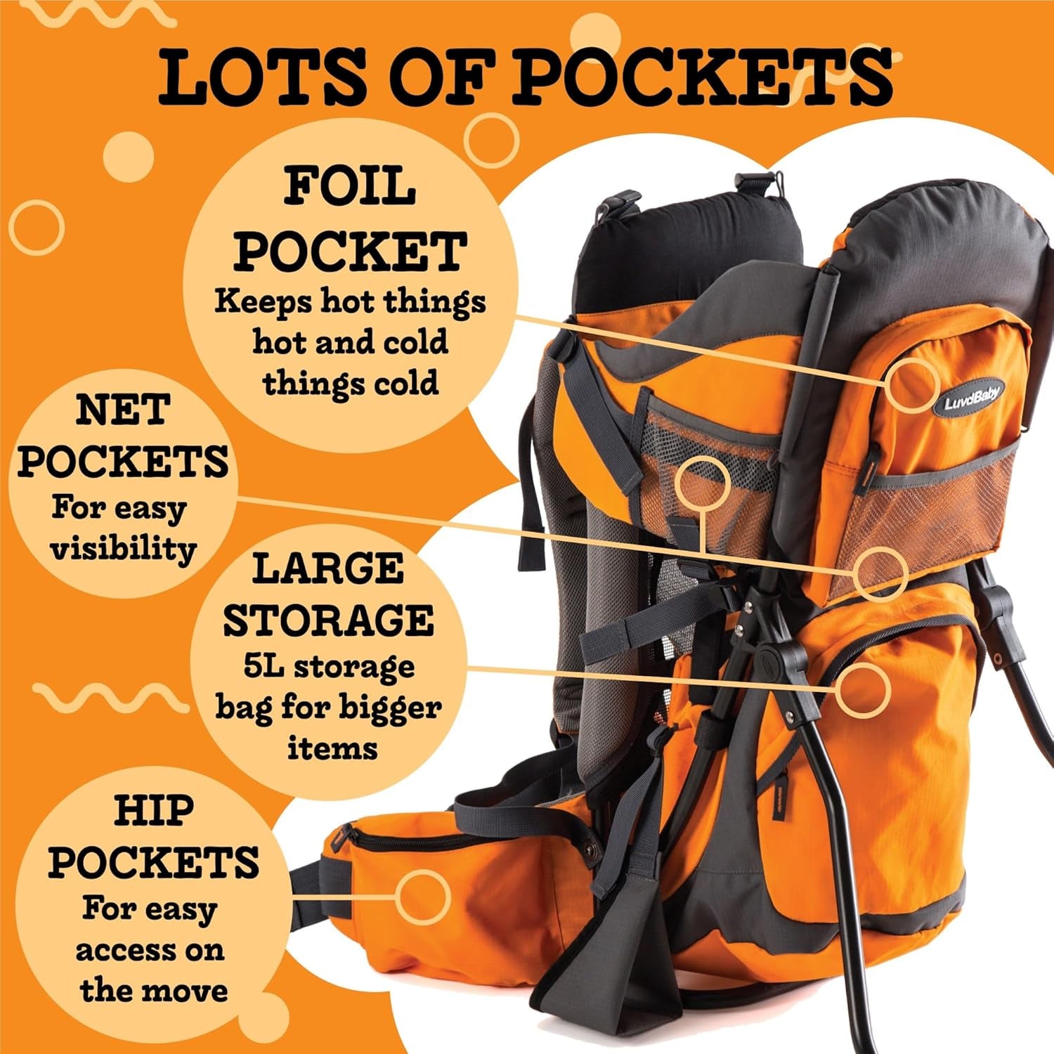 Hiking Baby Carrier Backpack, Comfortable Toddler/Baby Carrier with Diaper Pad, Insulated Pocket, Rain & Sun Hood, Fits Kids Up to 40 lbs
