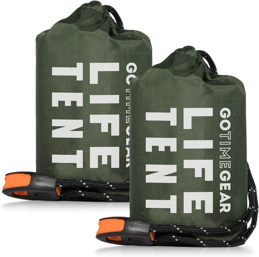 2-Person Mylar Emergency Survival Tent with Paracord and Whistle - All-Weather Shelter for Camping, Hiking, and Survival Kits