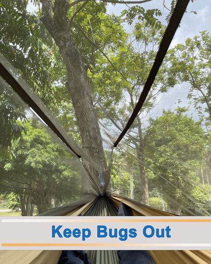 TrailBlaze 2-Person Camping Hammock with Mosquito Net – Portable Single & Double Hammock Tent, 600lbs Capacity, 2x10ft Straps for Hiking, Camping, Survival Travel